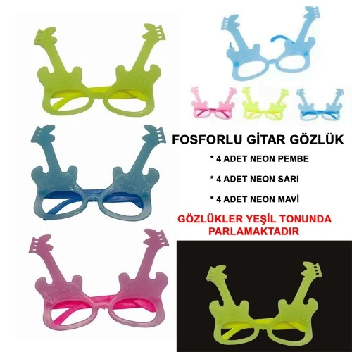 Fosforlu Gitar Glow Parti Gözlüğü 12 adet ürün görseli 1