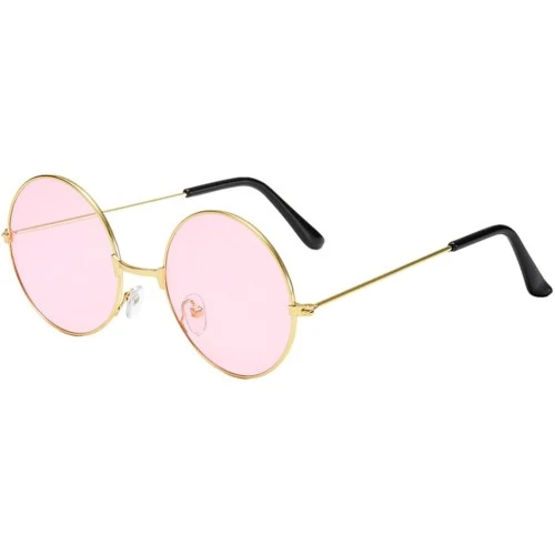 Yuvarlak Cam John Lennon Tarzı Gold Pembe Gözlük ürün görseli 1