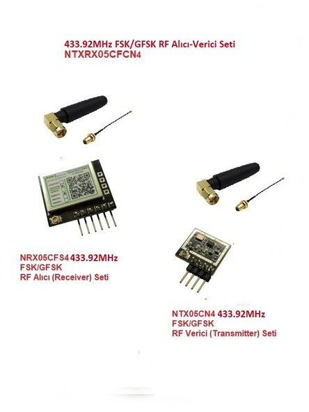433.92MHz FSK/GFSK RF Alıcı Verici Seti (NTXRX05CFCN4) ürün görseli 1