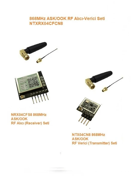 868MHz ASK/OOK RF Alıcı Verici Seti (NTXRX04CFCN8) ürün görseli 1