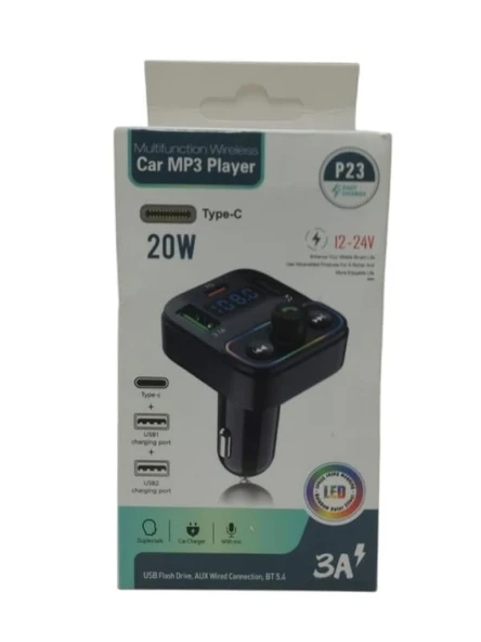 P23 20W 3A Araç Bluetooth BT 5.3 Çağrı Alıcısı Transmitter ürün görseli 1