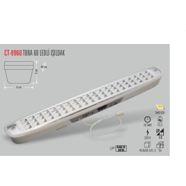 Cata CT-9960 60 Ledli Işıldak Cata ürün görseli 1