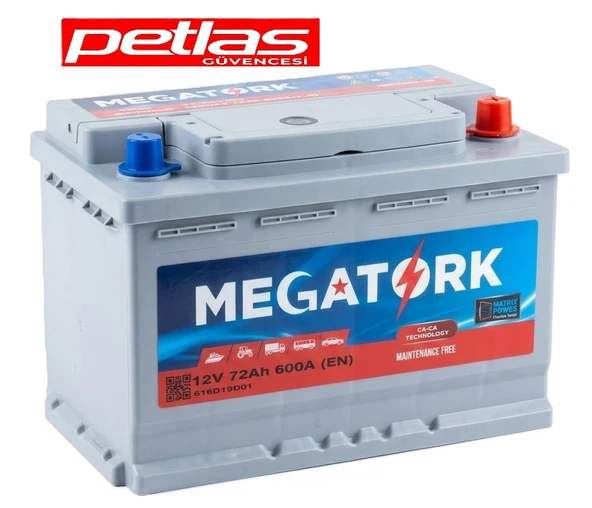 Megatork 12V 72Ah 600A Standart Akü ürün görseli 1