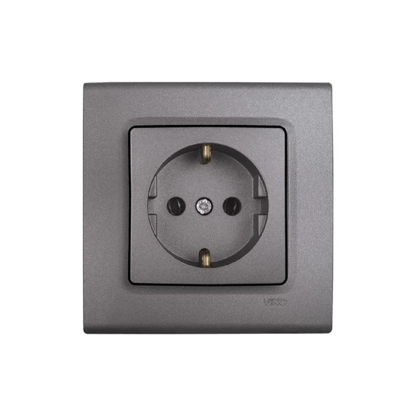 Viko Linnera Life Topraklı Priz Mek+Kapak (Çerçeve Dahil) - Granit Grisi 90442008 ürün görseli 1