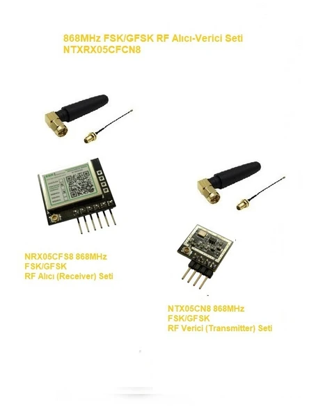 868MHz FSK/GFSK RF Alıcı Verici Seti (NTXRX05CFCN8) ürün görseli 1