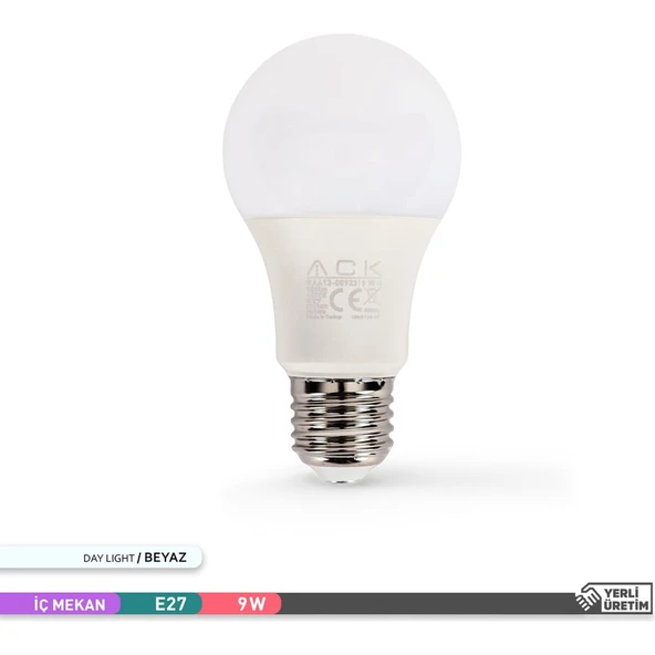 Ack 9W LED Ampul 6500K Beyaz E27 A60 - 10'lu Paket - Resim 2