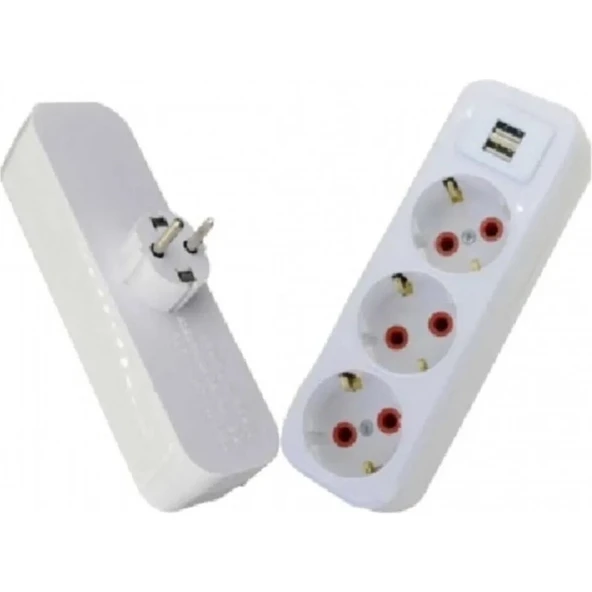 Ayka 3'lü Topraklı Usb'li Golyat Fiş Priz ürün görseli 1