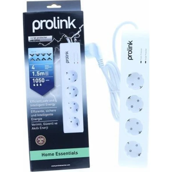 Prolink PR-SP04 4'lü Akım Korumalı Priz 1050J 1.5mt ürün görseli 1