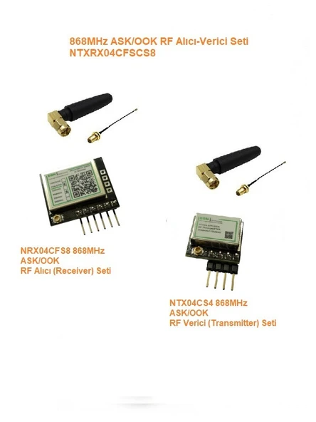 868MHz ASK/OOK RF Alıcı Verici Seti (NTXRX04CFSCS8) ürün görseli 1