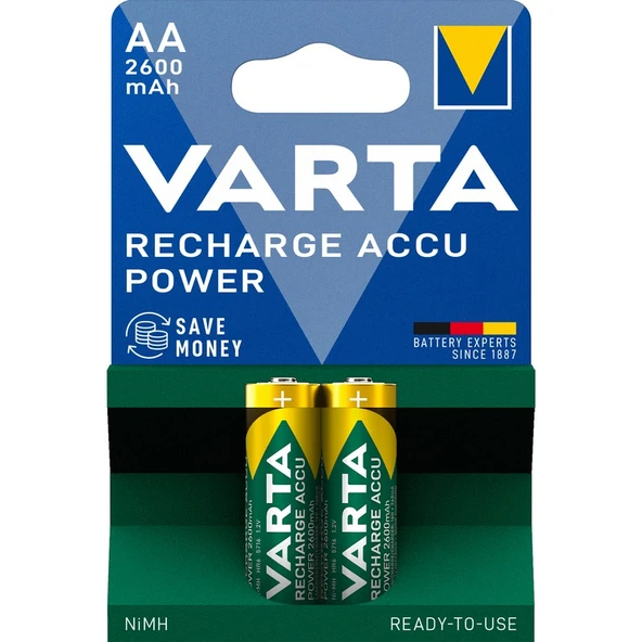 Varta  Rechargeable Accu Ready 2 Use AA 2600mAh Kalem Pil Şarj Edilmiş Kullanıma Hazır 2'li ürün görseli 1