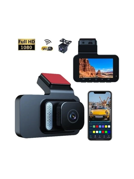 GAMAN Araç İçi Kamera Wi-Fi Yol Kayıt Cihazı 170 Derece Açı Full HD 1080P G Sensörlü Hareket Sensörl ürün görseli 1