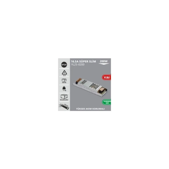 Noas 200W 16.5A Super Slım Trafo ürün görseli 1