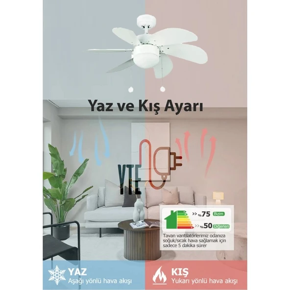 Vanti Beyaz Ahşap Tavan Armatür KCF281 KCF281 - Resim 3