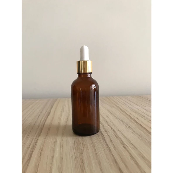 Ziylan 50CC Kahverengi Cam Şişe+Sarı Kapak Beyaz Emzik,ecza Şişesi,medikal Şişe,boş Şişe,50 Adet ürün görseli 1