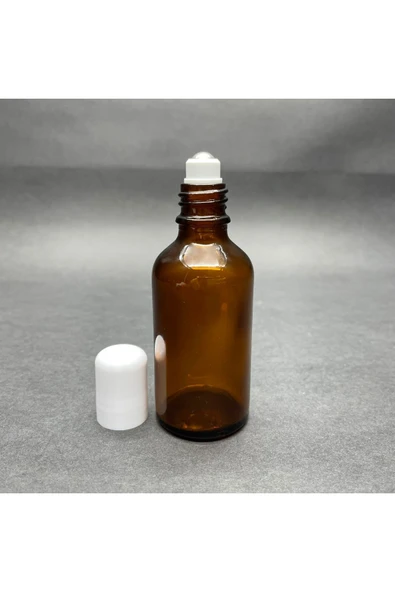 30ml kahverengi cam şişe roll-on şişe, 66 adet, bilye başlıklı şişe, cam şişe, roll-on şişesi, amber şişe ürün görseli 1