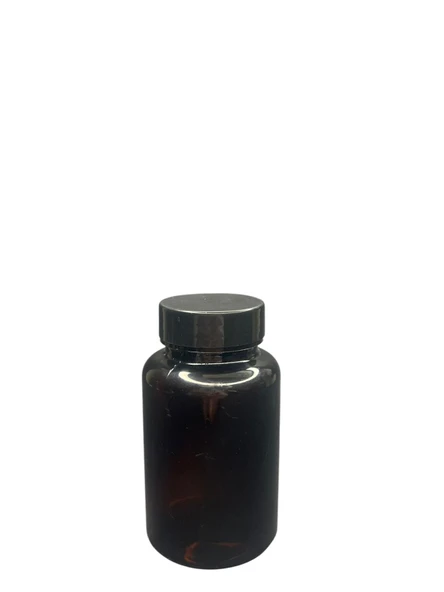 150ml kahverengi tablet şişesi siyah kapak, 24 adet, tablet şişesi, ecza şişesi, kozmetik şişe ürün görseli 1