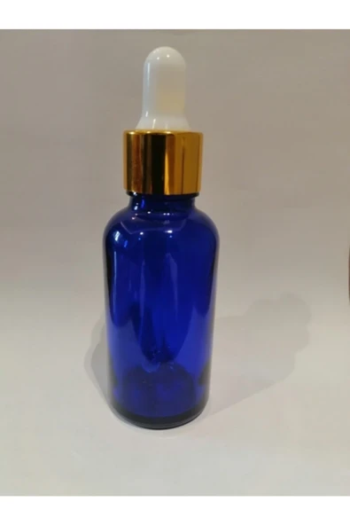 30cc Mavi Cam Damlalıklı Şişe,cam Şişe,sarı Kapak,100 Adet ürün görseli 1