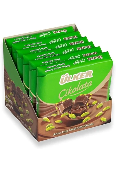 Bütün Antep Fıstıklı Sütlü Kare Çikolata 60 Gram x 6 Adet (Toplam 360 Gram) ürün görseli 1