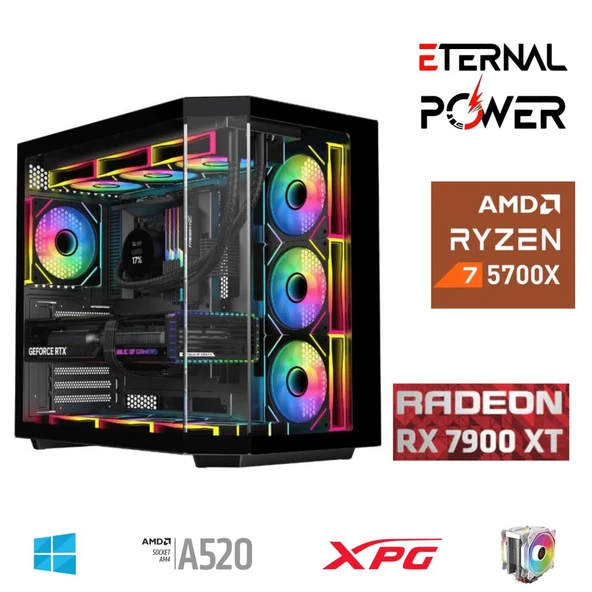ETERNAL POWER RYZEN 7 5700X 32G DDR4 1TB M.2 RX7900XT A520 A750W ürün görseli 1