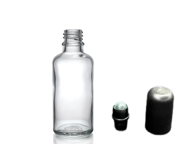 30ml şeffaf cam şişe roll-on şişe, 12 adet, bilye başlıklı şişe, cam şişe, roll-on şişesi ürün görseli 1