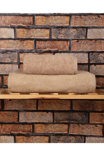 2 Parça %100 Pamuklu Soft Lüx Banyo Havlu Seti Kahve ürün görseli 1