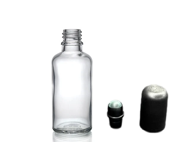 50ml şeffaf cam şişe roll-on şişe, 12 adet, bilye başlıklı şişe, cam şişe, roll-on şişesi ürün görseli 1