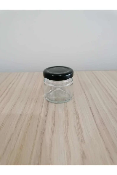 40cc Şeffaf Cam, Siyah Kapak Kavanoz,mini Kavanoz,bal Kavanozu,süs Kavanozu,100 Adet ürün görseli 1