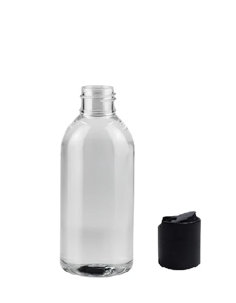 100ml pet şeffaf şişe disctop kapak, 24 adet, dezenfektan şişesi, kozmetik şişe, şampuan şişesi, plastik şişe, aroma şişesi ürün görseli 1