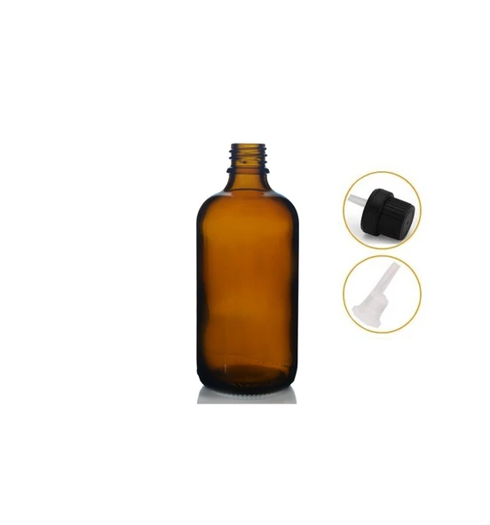 50ml kahverengi cam içten damlalıklı şişe siyah kapak, 12 adet, damlalıklı şişe, damlatmalı şişe ürün görseli 1