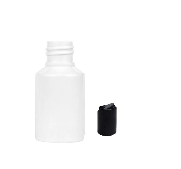 60ml pet beyaz şişe disctop kapak, 12 adet, dezenfektan şişesi, kozmetik şişe, şampuan şişesi, plastik şişe, aroma şişesi ürün görseli 1