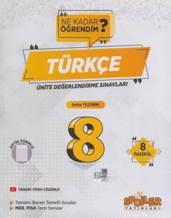 8. Sınıf Türkçe Ünite Değerlendirme Sınavı Spoiler Yayınları ürün görseli 1