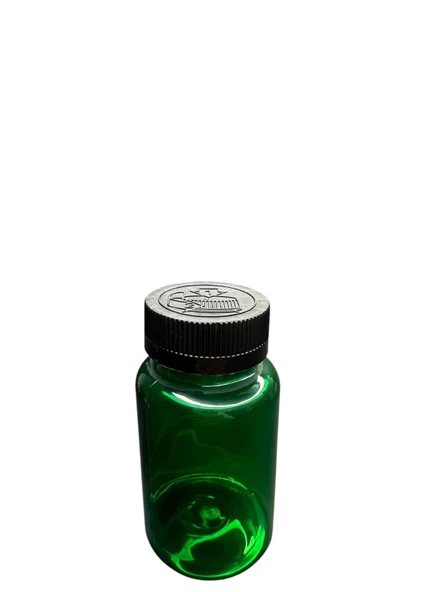 150ml yeşil tablet şişesi siyah kapak, 24 adet, tablet şişesi, ecza şişesi, kozmetik şişe ürün görseli 1