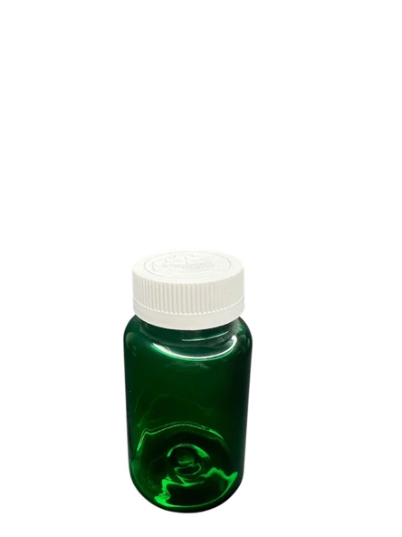 150ml yeşil tablet şişesi beyaz kapak, 12 adet, tablet şişesi, ecza şişesi, kozmetik şişe ürün görseli 1