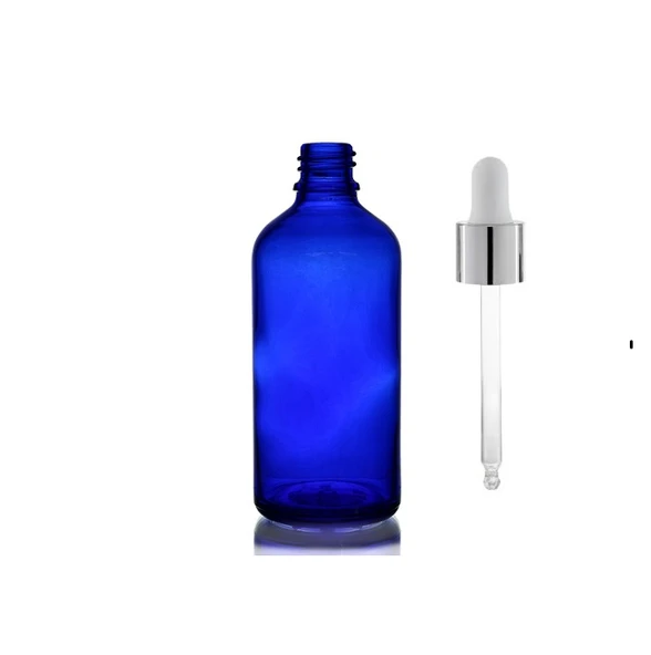 50ml mavi cam damlalıklı, 12 adet, Gümüş Kapak Beyaz Emzik, Ecza şişesi, Damlalıklı şişe, propolis şişesi, damlatmalı şişe, saç serum şişesi, ecza şişesi ürün görseli 1