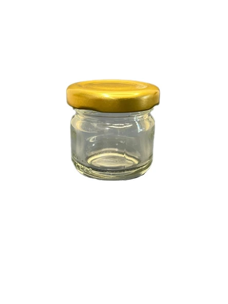 40ml şeffaf cam konserve kavanozu gold kapaklı, 24 adet, cam kavanoz, konserve kavanozu, reçel kavanozu, bal kavanozu, saklama kavanozu ürün görseli 1
