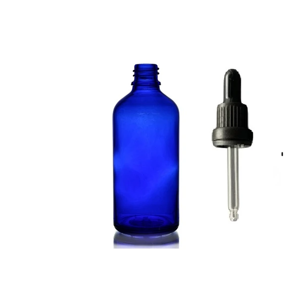 50ml mavi cam damlalıklı, 12 adet, Siyah Kapak, Ecza şişesi, Damlalıklı şişe, propolis şişesi, damlatmalı şişe, saç serum şişesi, ecza şişesi ürün görseli 1
