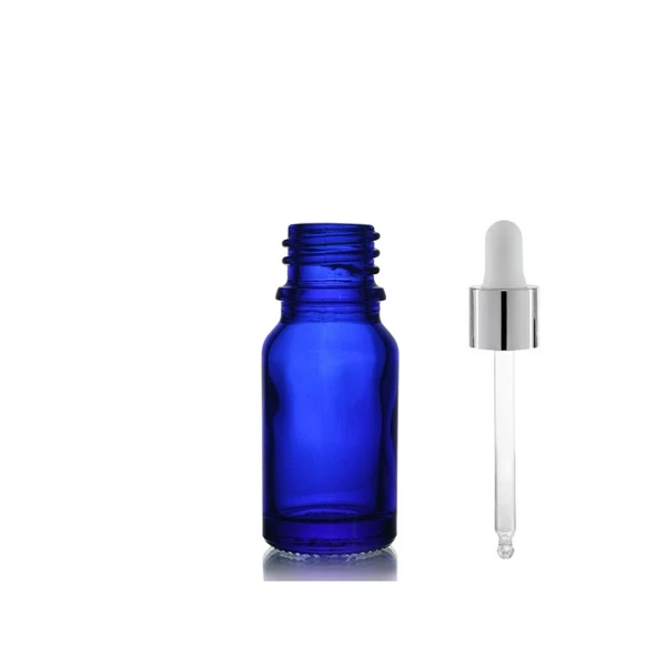 20ml mavi cam damlalıklı şişe,gümüş kapak beyaz emzik, 24 adet, Ecza şişesi, Damlalıklı şişe, propolis şişesi, damlatmalı şişe, saç serum şişesi, ecza şişesi ürün görseli 1