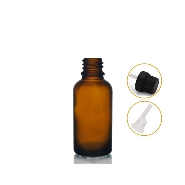 30ml kahverengi cam içten damlalıklı şişe siyah kapak, 12 adet, damlalıklı şişe, damlatmalı şişe ürün görseli 1