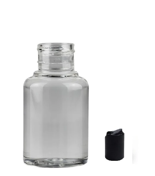 60ml pet şeffaf şişe disctop kapak, 12 adet, dezenfektan şişesi, kozmetik şişe, şampuan şişesi, plastik şişe, aroma şişesi ürün görseli 1