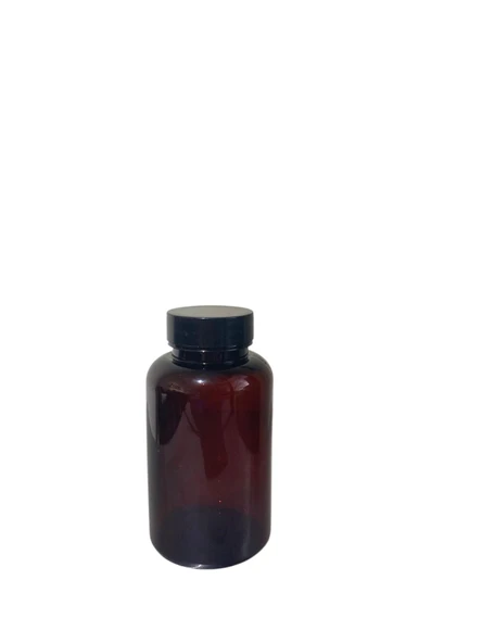 200ml kahverengi tablet şişesi siyah kapak, 48 adet, tablet şişesi, ecza şişesi, kozmetik şişe ürün görseli 1