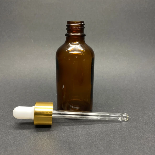 50ml kahverengi cam damlalıklı 12 adet, Ecza şişesi, Damlalıklı şişe, propolis şişesi, damlatmalı şişe, saç serum şişesi, ecza şişesi ürün görseli 1