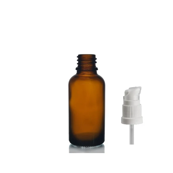 30ml kahverengi cam serum pompalı şişe, 24 adet, pompalı şişe, medikal şişe, cam şişe, ürün görseli 1
