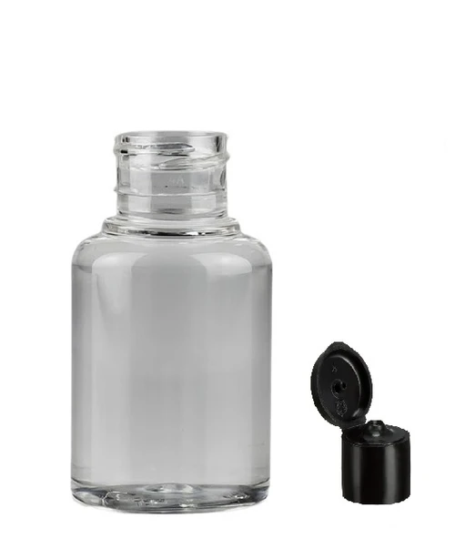 60ml plastik şefaf fliptop kapak şişe, 12 adet, açmalı kapak şişe, dezenfektan şişesi,sabun şişesi, kozmetik şişe ürün görseli 1
