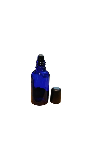 50ml mavi cam şişe roll-on şişe, 50 adet, bilye başlıklı şişe, cam şişe, roll-on şişesi ürün görseli 1