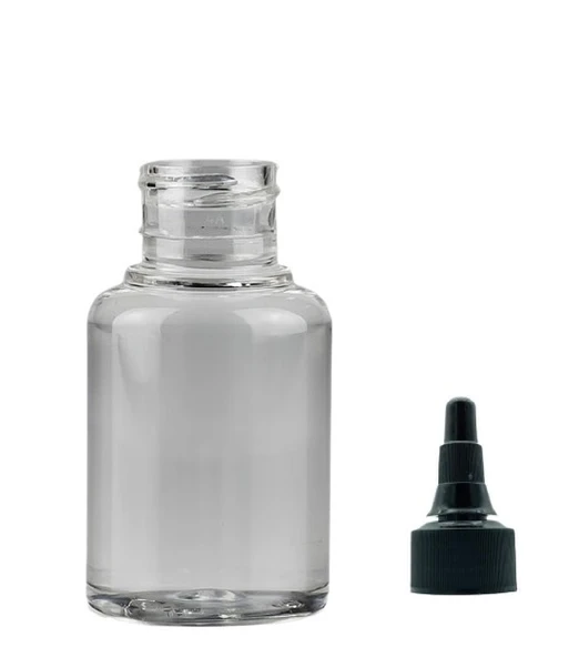 30ml şeffaf plastik asansör kapaklı şişe, 12 adet, serum şişesi, tonik şişesi, asansör kapaklı şişe, sos şişesi, medikal şişe ürün görseli 1