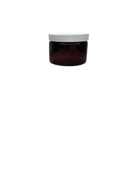 150ml kahverengi akrilik plastik krem kavanozu beyaz kapaklı, 12 adet, krem kavanozu, kozmetik kavanoz, plastik kavanoz ürün görseli 1