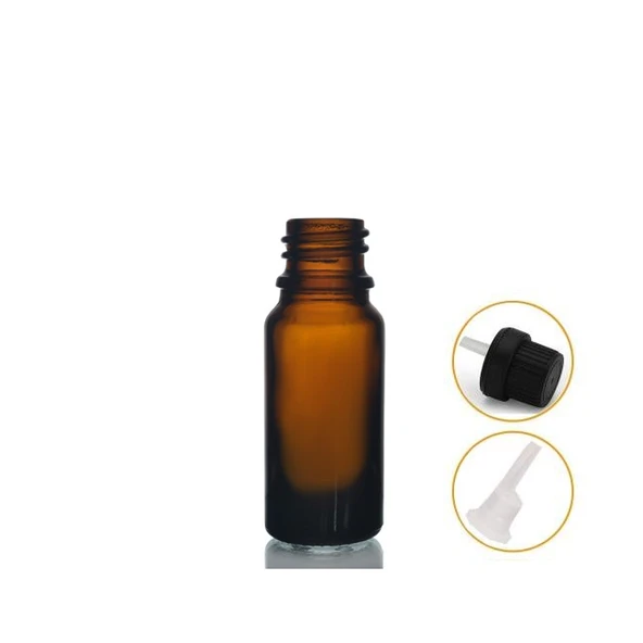10ml kahverengi cam içten damlalıklı şişe siyah kapak, 12 adet, damlalıklı şişe, damlatmalı şişe ürün görseli 1