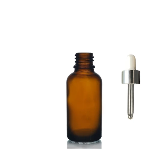 30ml kahverengi cam damlalıklı 24 adet,Gümüş Kapak Beyaz Emzik, Ecza şişesi, Damlalıklı şişe, propolis şişesi, damlatmalı şişe, saç serum şişesi, ecza şişesi ürün görseli 1
