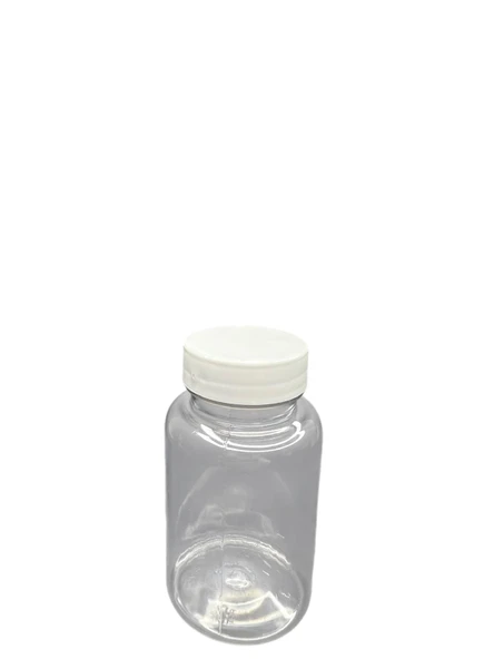 150ml şeffaf  tablet şişesi beyaz kapak, 24 adet, tablet şişesi, ecza şişesi, kozmetik şişe ürün görseli 1