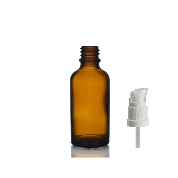 50ml kahverengi cam serum pompalı şişe, 24 adet, pompalı şişe, medikal şişe, cam şişe, ürün görseli 1